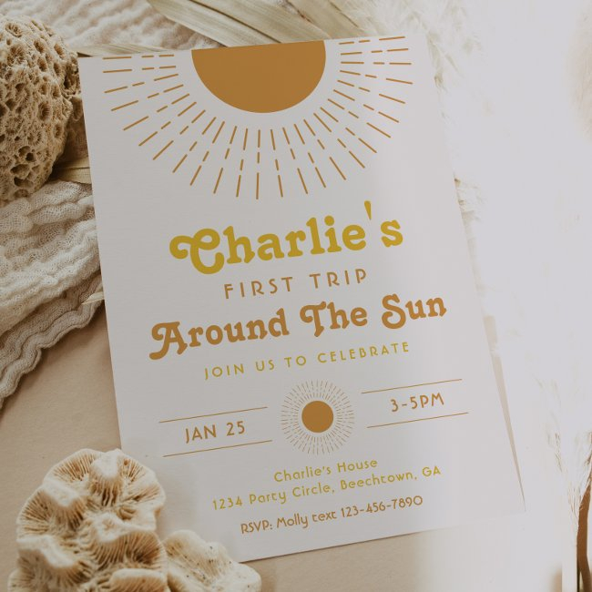 First Trip Around The Sun Invitation | Boho