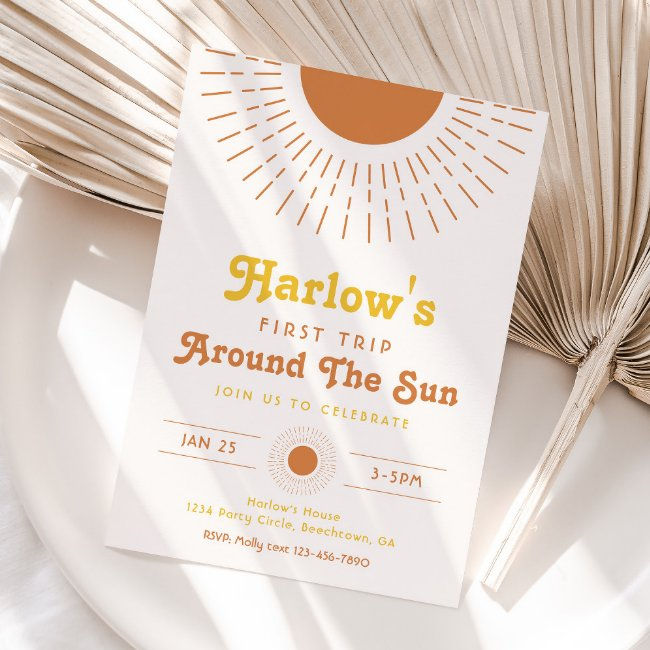 First Trip Around The Sun Invitation | Boho