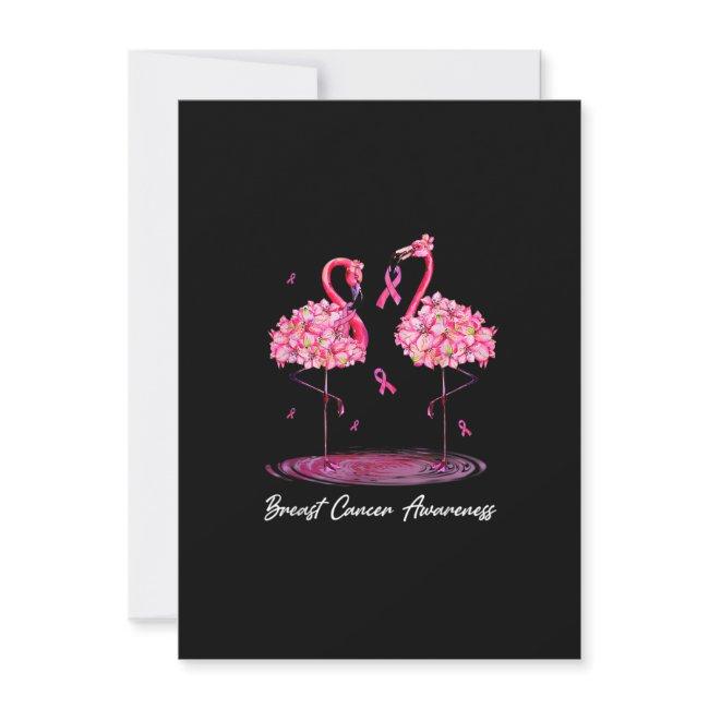 Flamingo Flower Pink Ribbon Breast Cancer Awarenes Invitation