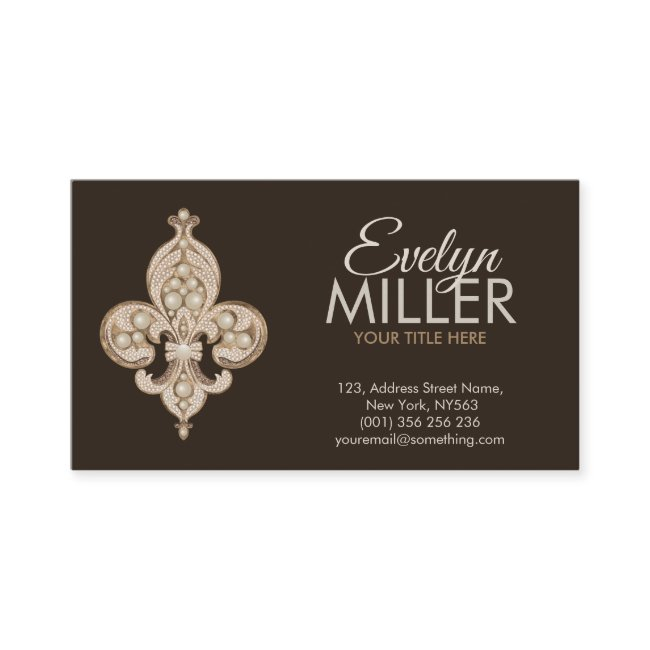 Fleur-de-lis Pearl And Gold Ornament Business Invitations