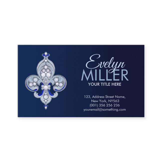Fleur-de-lis Pearl And Lapis Lazuli Ornament Business Invitations