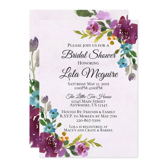 Floral Bridal Shower Invitation - Jewel Tones