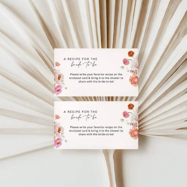 Floral Bridal Shower Recipe Enclosure Invitations
