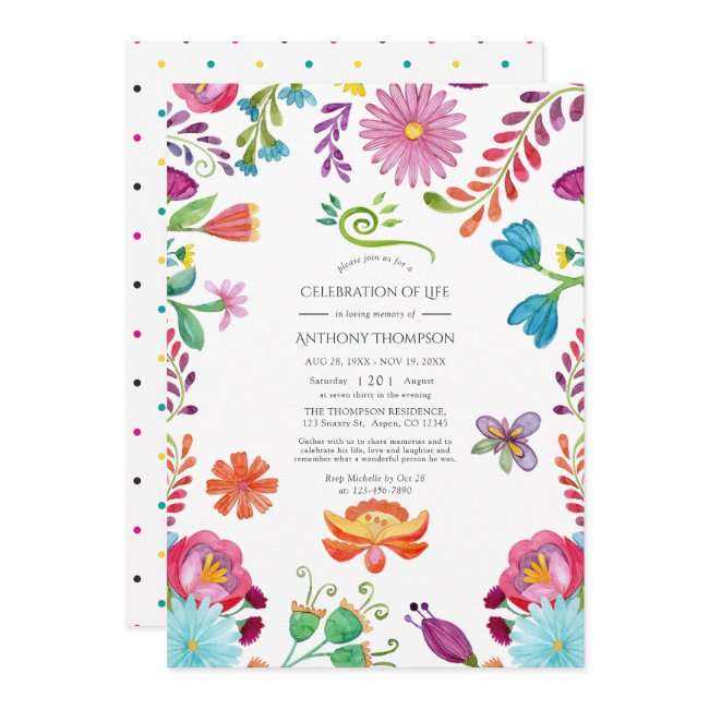Floral Mexican Fiesta Celebration Of Life Invitation