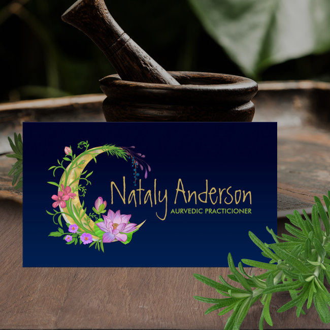 Floral Moon Ornament Business Invitations