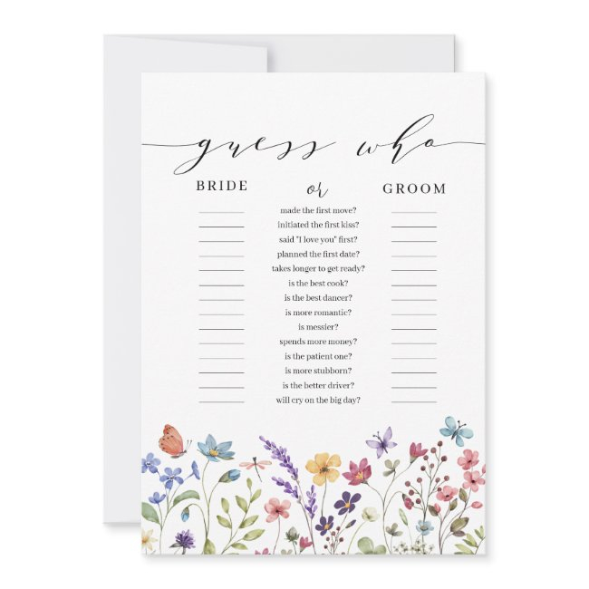 Floral Spring Summer Guess Who Bridal Shower Game Invitation