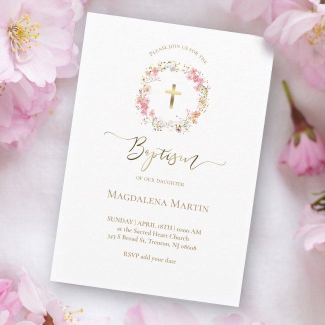 Floral Wreath | Baptism Invitation