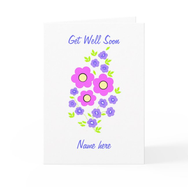 Flower Get Well Soon Invitations Add Name Front