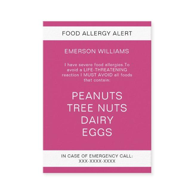 Food Allergy Alert Personalized Chef Invitations