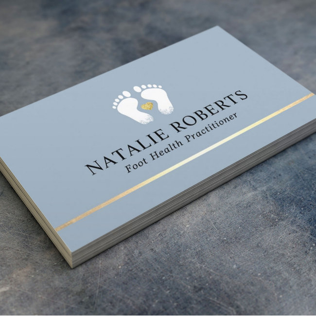 Foot Massage Therapist Podiatrist Dusty Blue Business Invitations
