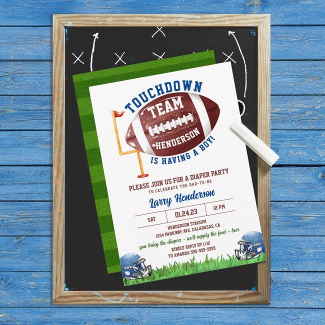 Football Diaper Party Invitation