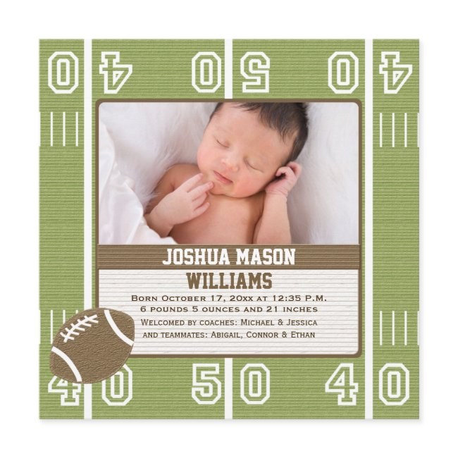 Football Photo Birth Announcement Invitations
