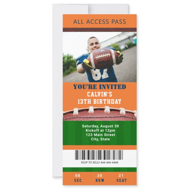 Football Ticket Birthday Invitation