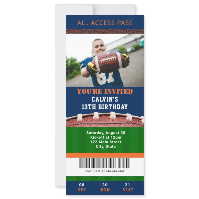 Football Ticket Birthday Invitation