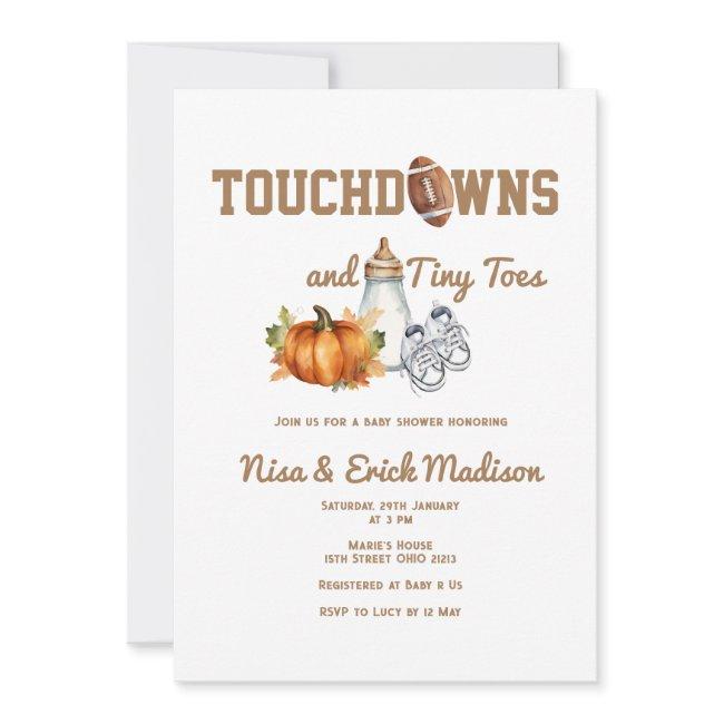 Football Touchdown Tiny Toes Autumn Baby Shower Invitation