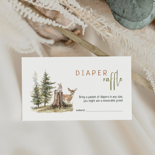 Forest Woodland Animals Baby Shower Diaper Raffle Enclosure Invitations