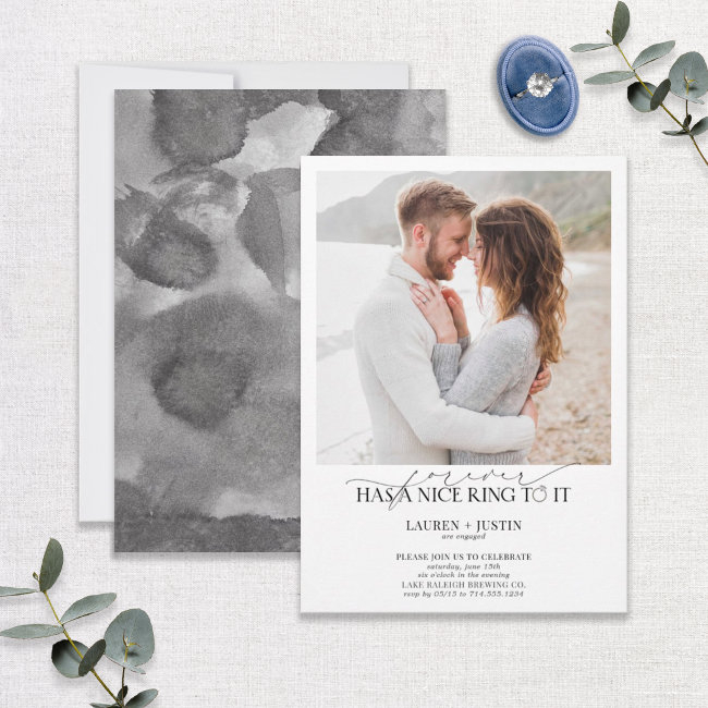 Forever Has A Nice Ring Photo Engagement Party Invitation