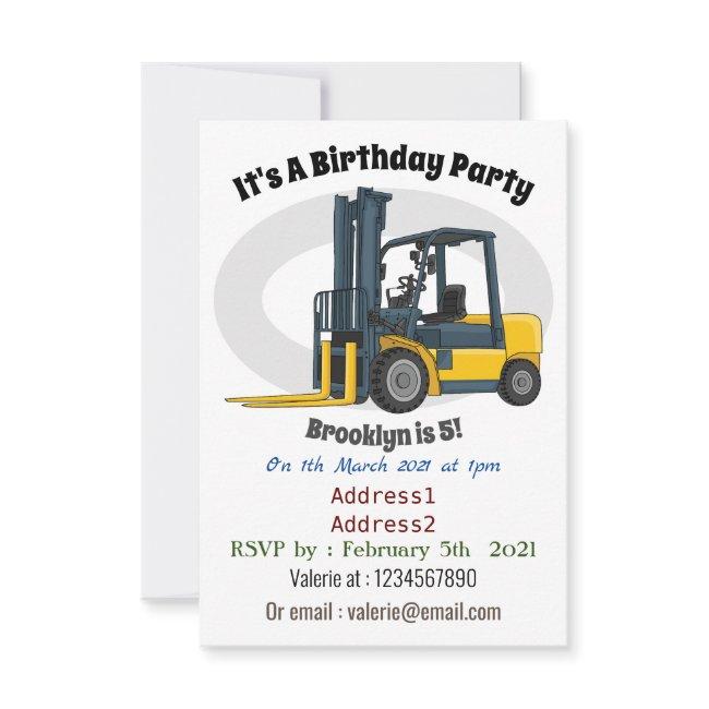 Forklift Cartoon Illustration Invitation