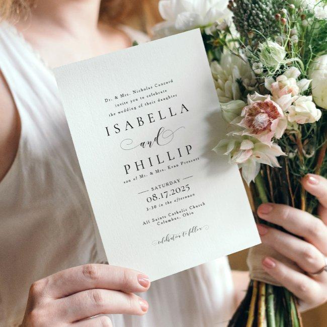 Formal Black And White Wedding Invitation