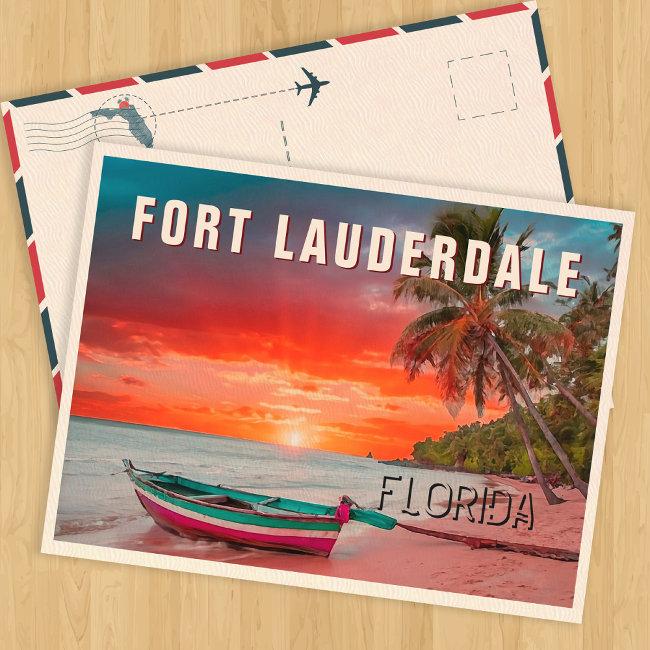Fort Lauderdale Florida Palm Tree Beach 1950s Postinvitations