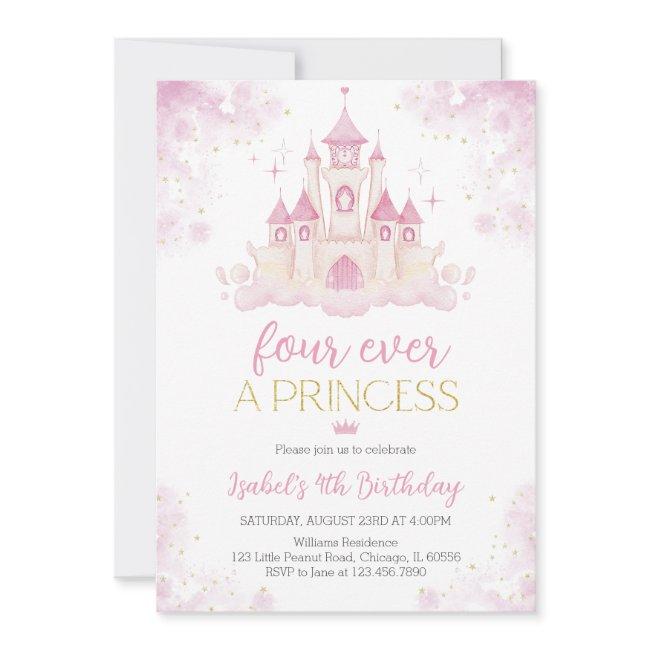 Four Ever A Princess 4th Birthday Invitation