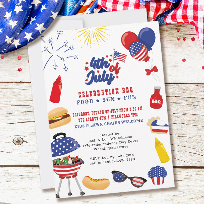 Fourth Of July Celebration Backyard Bbq Invitation