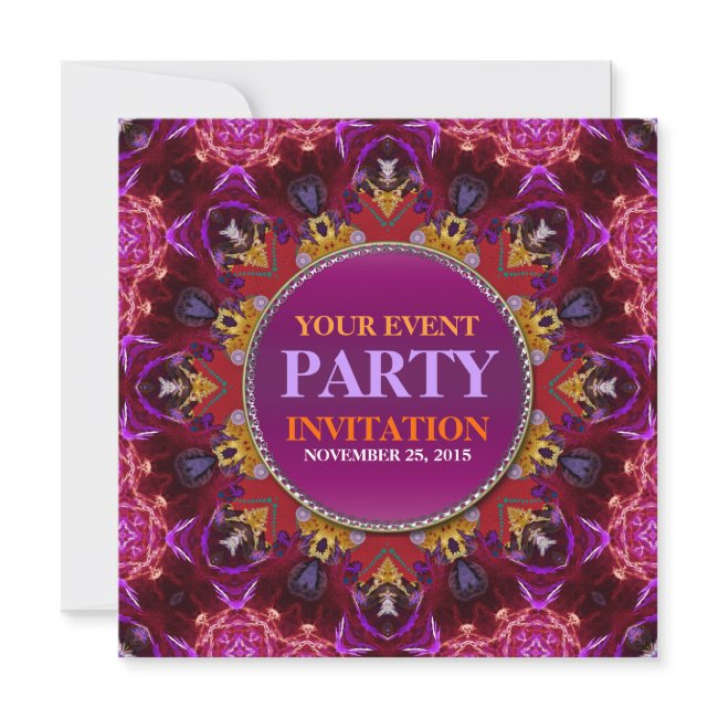 Fractal Embroidery Mandala Party Invitation