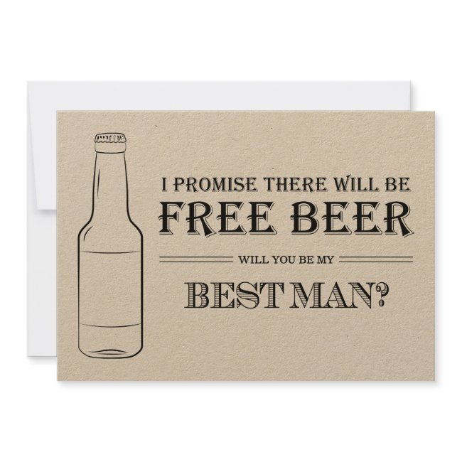 Free Beer Funny Best Man Groomsman Proposal