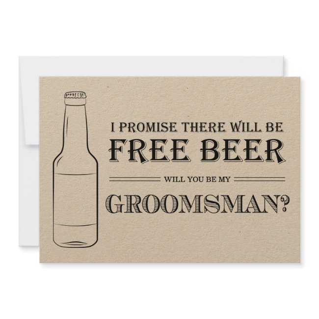 Free Beer Funny Groomsman Proposal