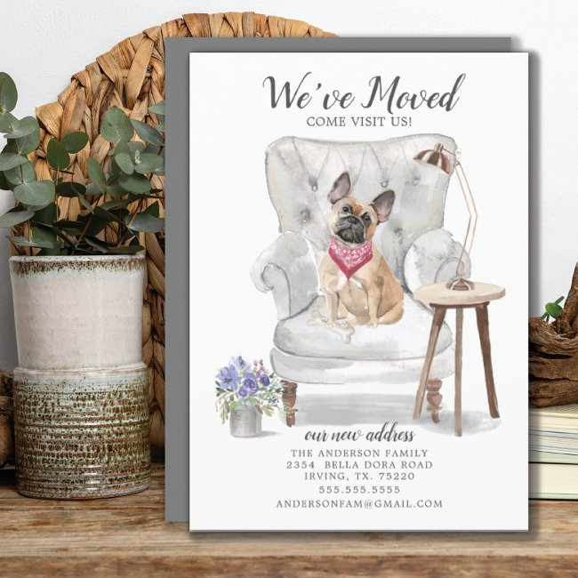 French Bulldog Dog We've Moved Moving Announcement