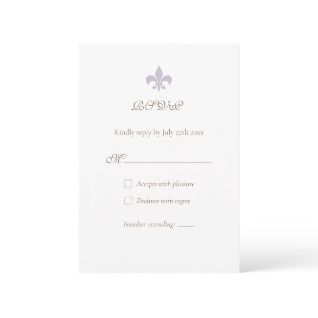 French Regency Purple Fleur De Lis Elegant Wedding Rsvp Invitations