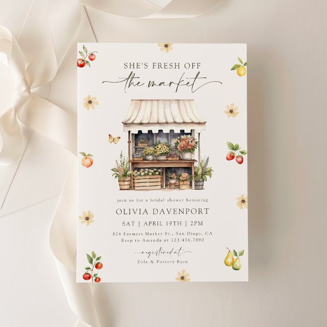 Fresh Off The Market Farmers Market Bridal Shower Invitation