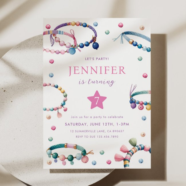 Friendship Bracelet Birthday Party Invitation