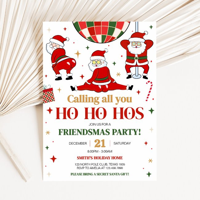 Friendsmas Santa Funny Christmas Party Invitation