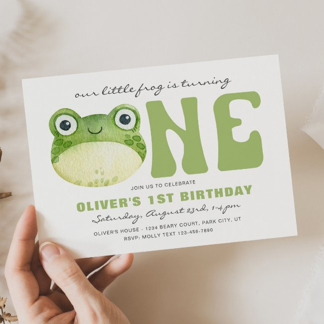 Frog First Birthday Invitations