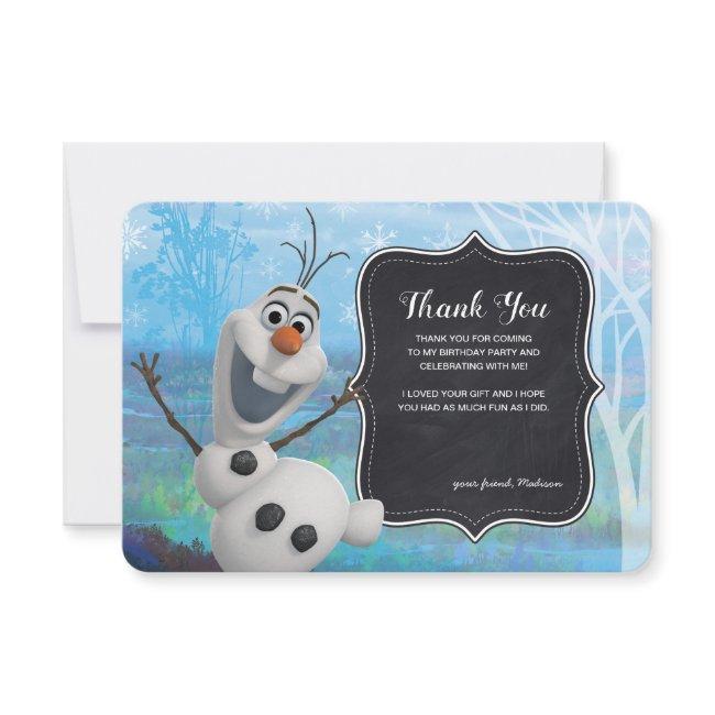 Frozen 2 - Chalkboard Olaf Birthday Thank You Invitation