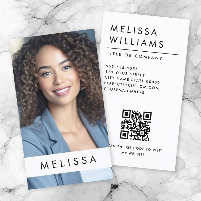 Full Photon Moder Minimalist Qr Code White Business Invitations