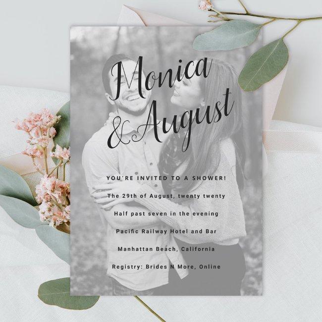 Fun And Casual Names Photo Couples Wedding Shower Invitation