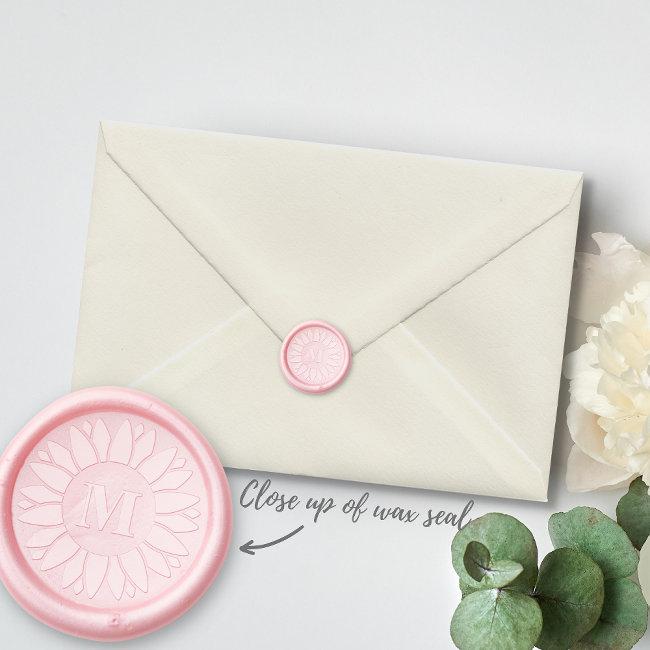 Fun Flower Simple Monogram Initial Custom Floral Wax Seal Sticker