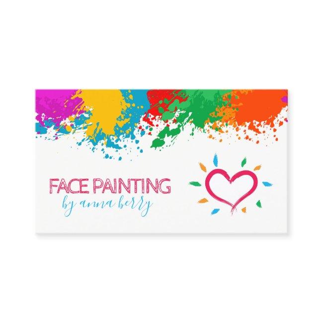 Fun Paint Splatter And Heart Face Painting Calling Invitations