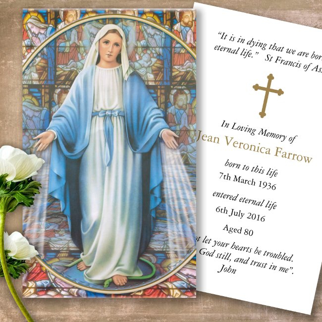 Funeral Loss Hail Mary Prayer Sympathy Invitations