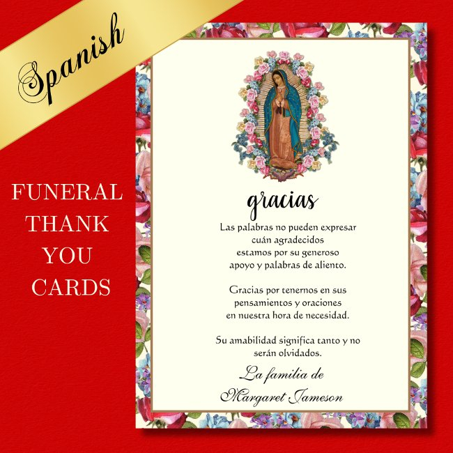 Funeral Religious Guadalupe Condolence Sympathy Thank You Invitations