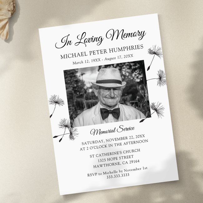 Funeral Service | Celebration Of Life Photo Invitation