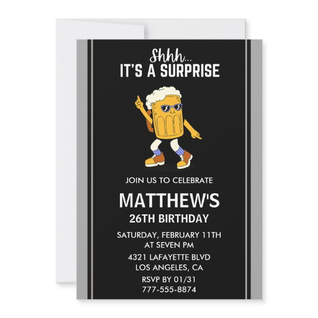 Funny 26th Birthday Invitation Beer Surprise Party