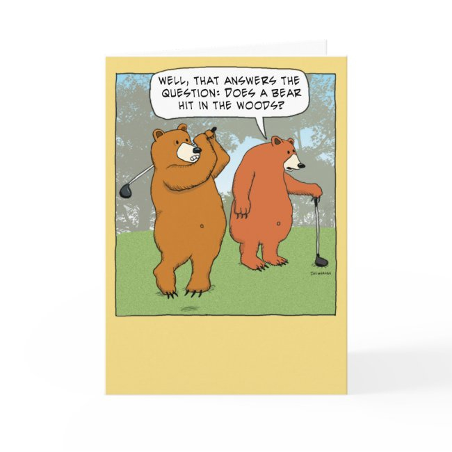 Funny Bears Golfing Birthday Invitations