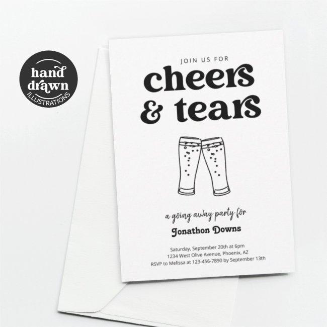 Funny Cheers & Tears Beer Going Away Party Invitation