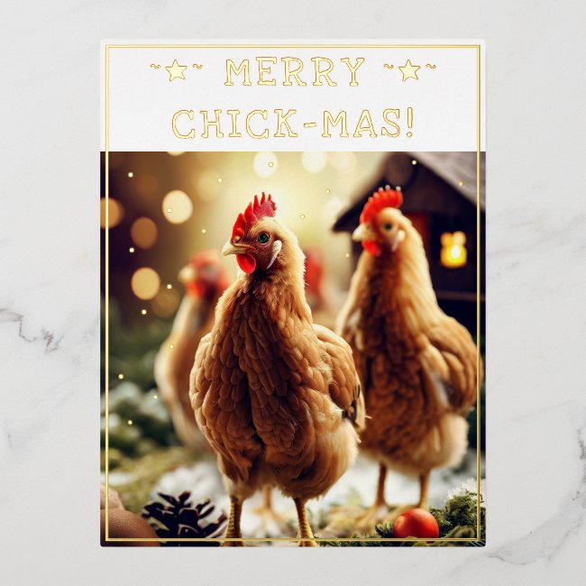 Funny Christmas Quote Cute Fun Chicks Photography Foil Holiday Postinvitations