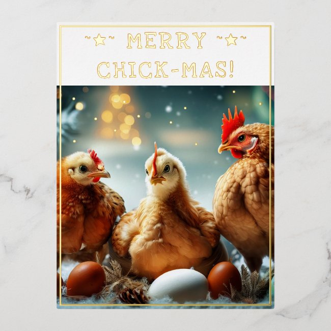 Funny Christmas Quote Cute Fun Chicks Photography Foil Holiday Postinvitations