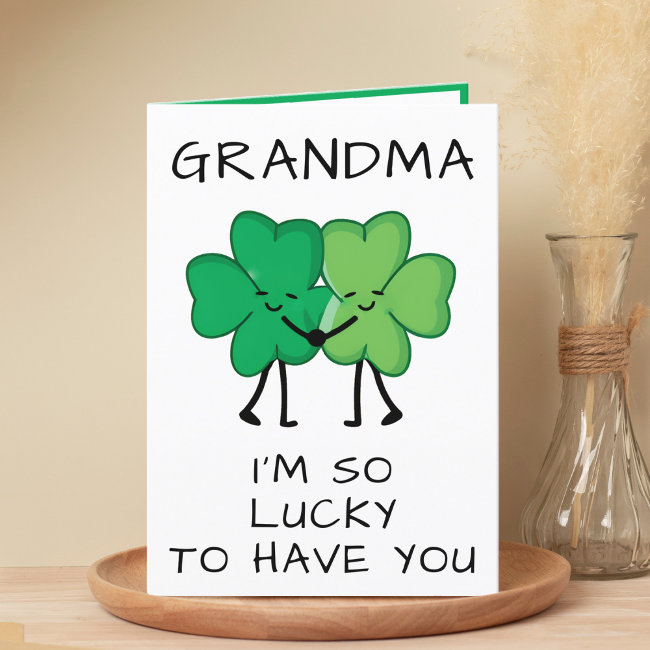 Funny Clover St Patrick's Day Grandmother Birthday Thank You Invitations