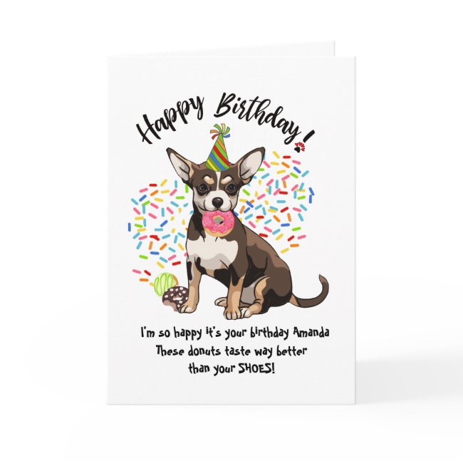 Funny Cute Chihuahua Dog Birthday Invitations Donuts